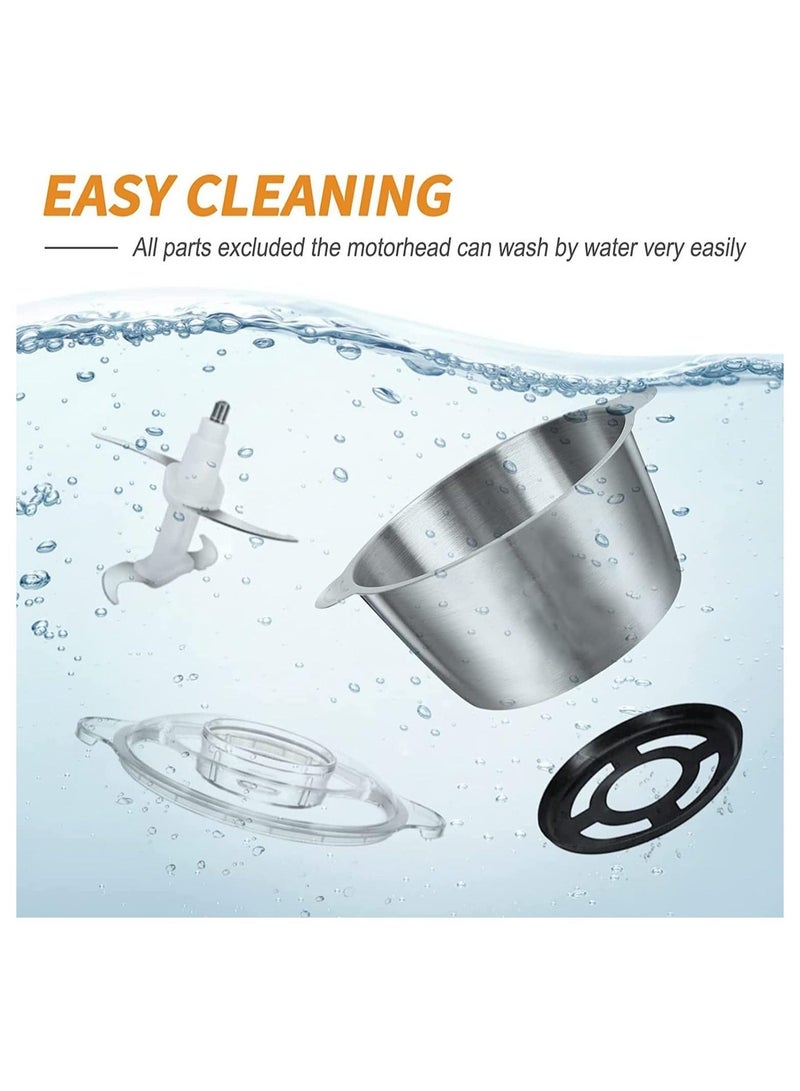 دوتس مفرمة لحوم كهربائية من دوتس، محضرة طعام 3 لتر من الفولاذ المقاوم للصدأ، مفرمة طعام للحوم والخضروات والفواكه والمكسرات مع 4 شفرات كبيرة حادة، بقوة 600 واط - Image 5